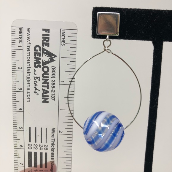 Artisan Wire Earrings w/ Blown Glass Beads - Picture 5 of 5